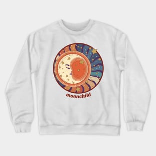 Moon Child - Retro Moon and Stars Crewneck Sweatshirt